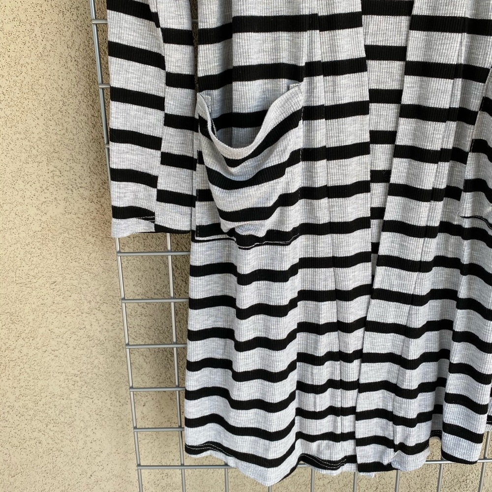 Stripes Lightweight Drape Long Cardigan Pockets - Picture 3 of 5